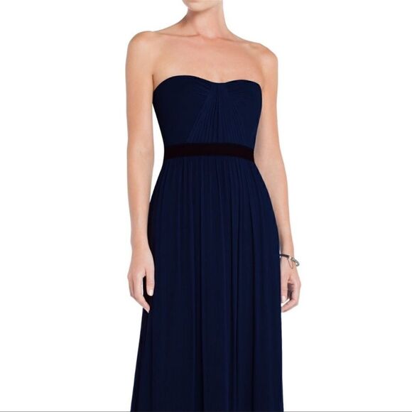 BCBGMaxAzria Amber Silk Strapless Maxi Dress in Navy - Picture 2 of 13
